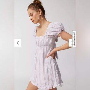 Kimchi Blue Claudette Crinkle Babydoll Mini Dress - Lilac